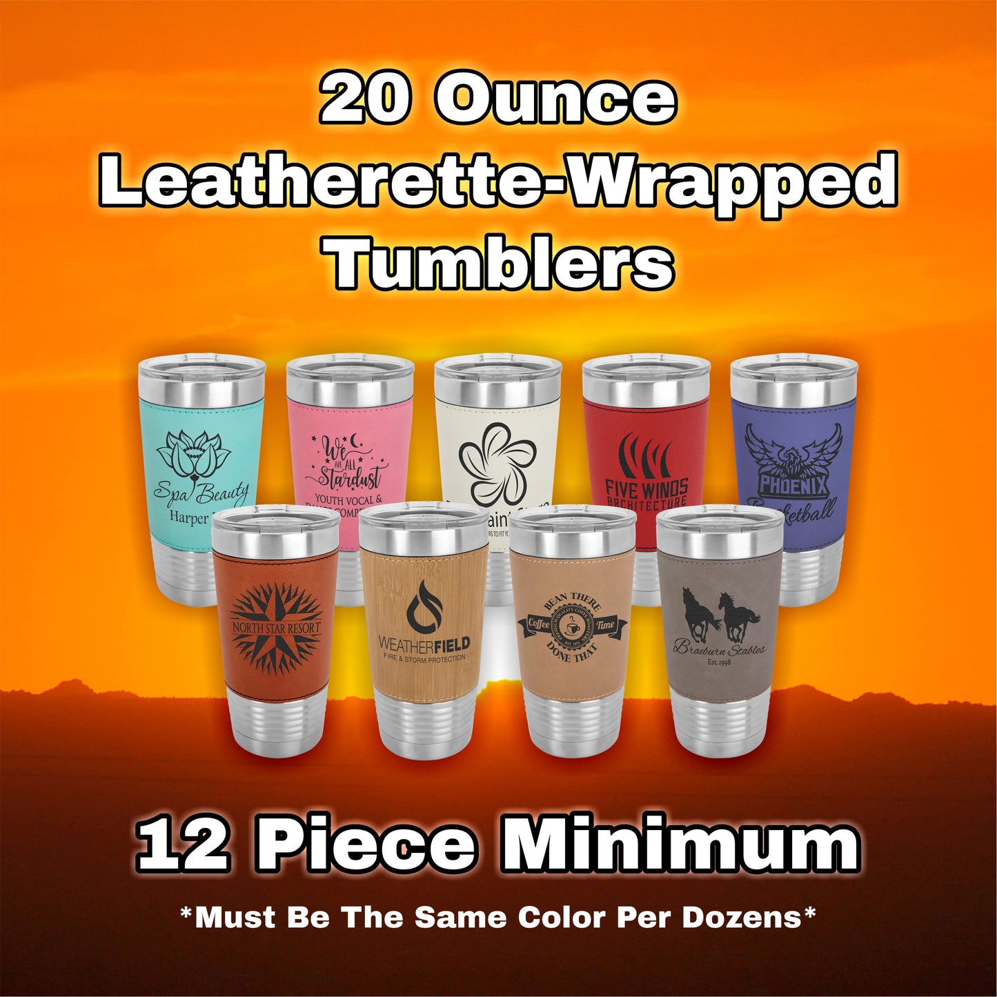 20 oz Laser Engraved Leatherette Tumbler