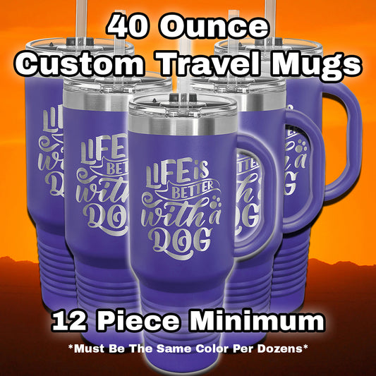 40 oz. Travel Mug with Handle, Straw Included!