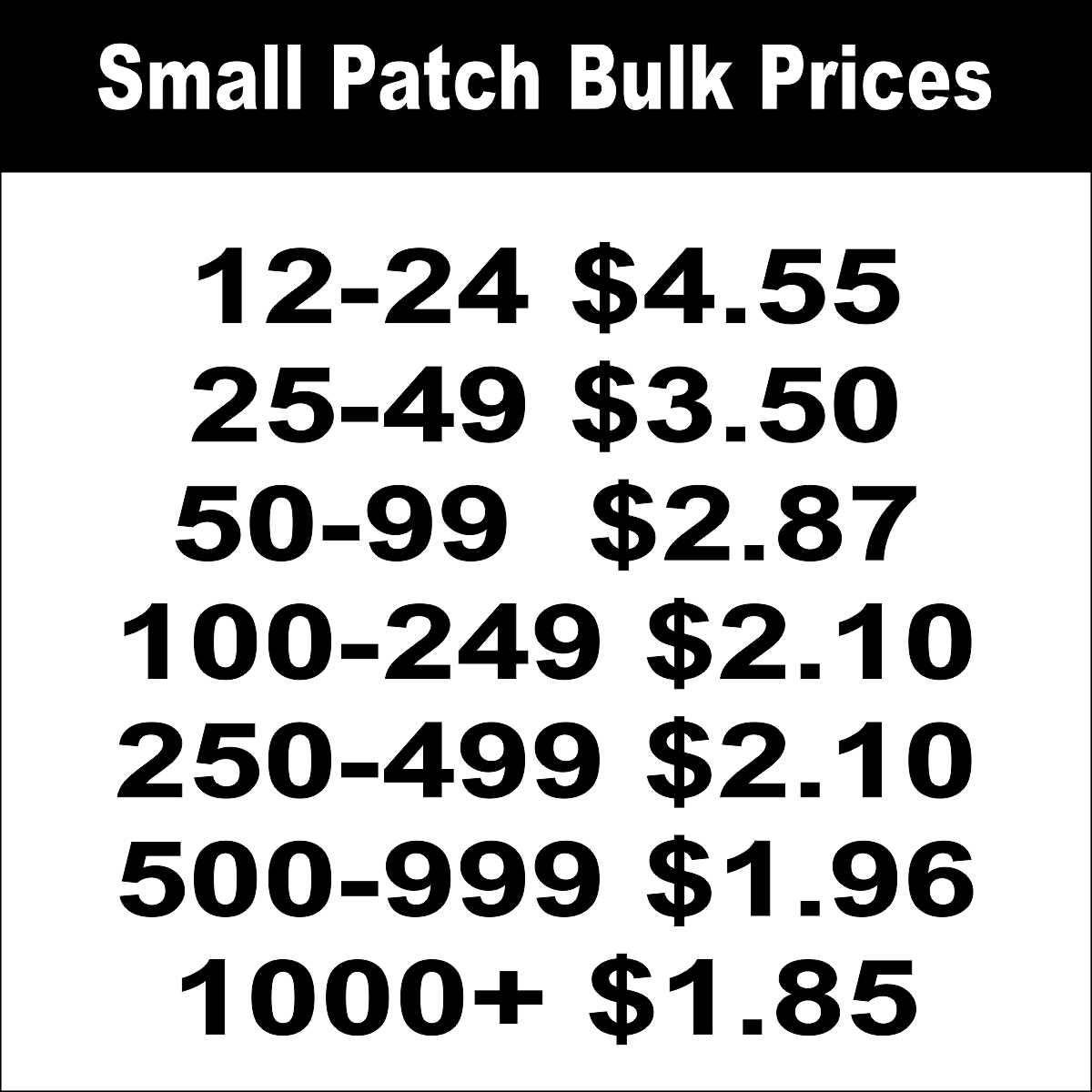 Small Patch **Up To 5.1 Sq. Inches **